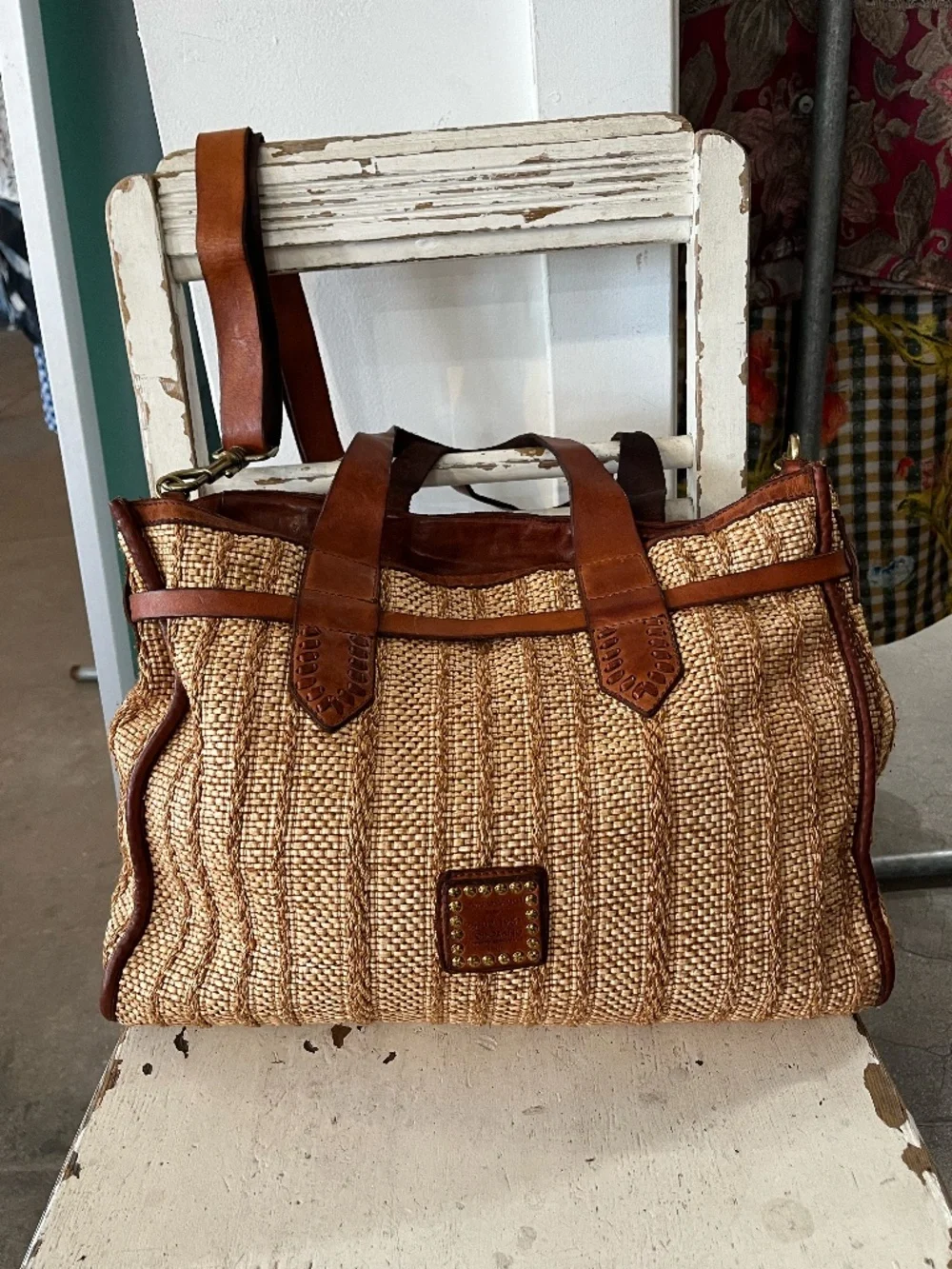 Campomaggi Leather and Woven Fiber Tote - Picture 2 of 3